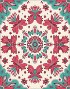 Radiant Floral Medallion Coral Teal Rug
