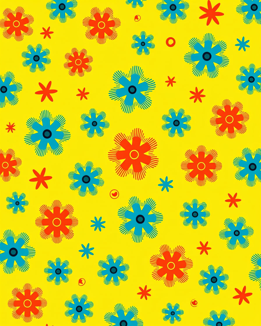 Retro Flowers Pattern Rug