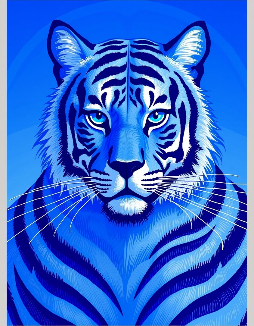 Bold Blue Tiger Stripe Pattern Rug
