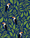 Tropical Toucan Leaf Pattern Rug