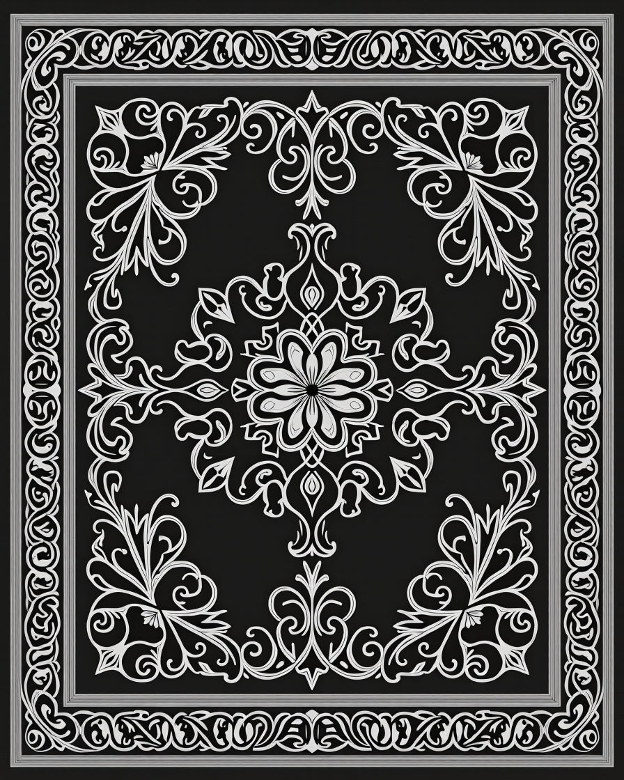 Classic Floral Border Design Rug