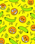 Whimsical Fruit Emoji Face Pattern Rug