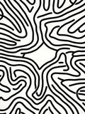 Abstract Black White Wavy Lines Rug