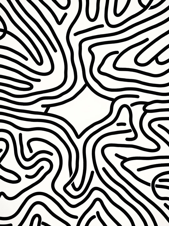 Abstract Black White Wavy Lines Rug