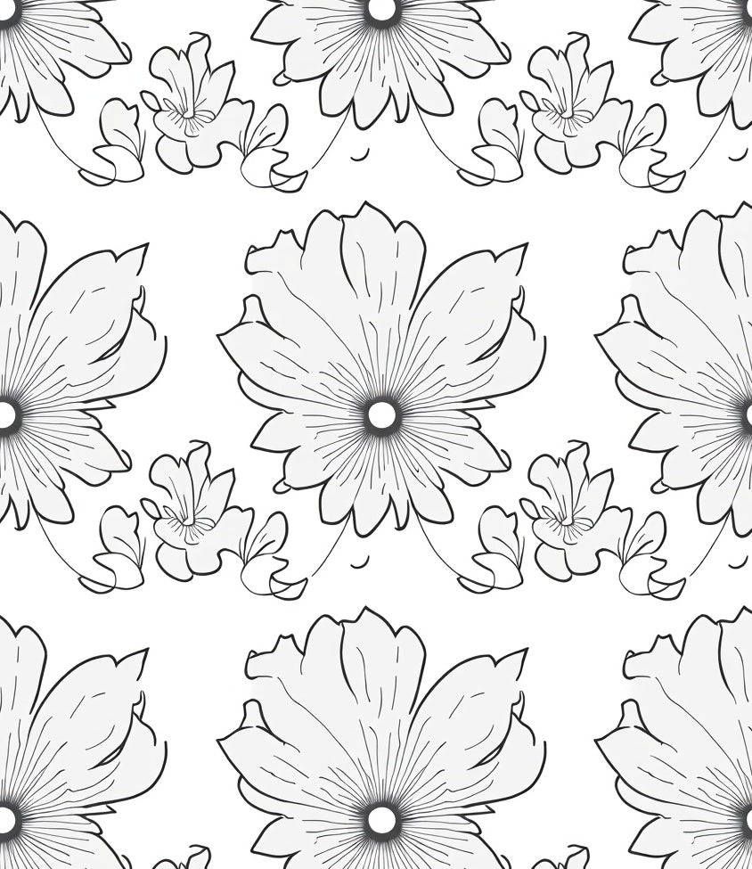 Floral Outline Sketch Pattern Rug