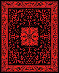 Red Black Ornamental Flourish Rug
