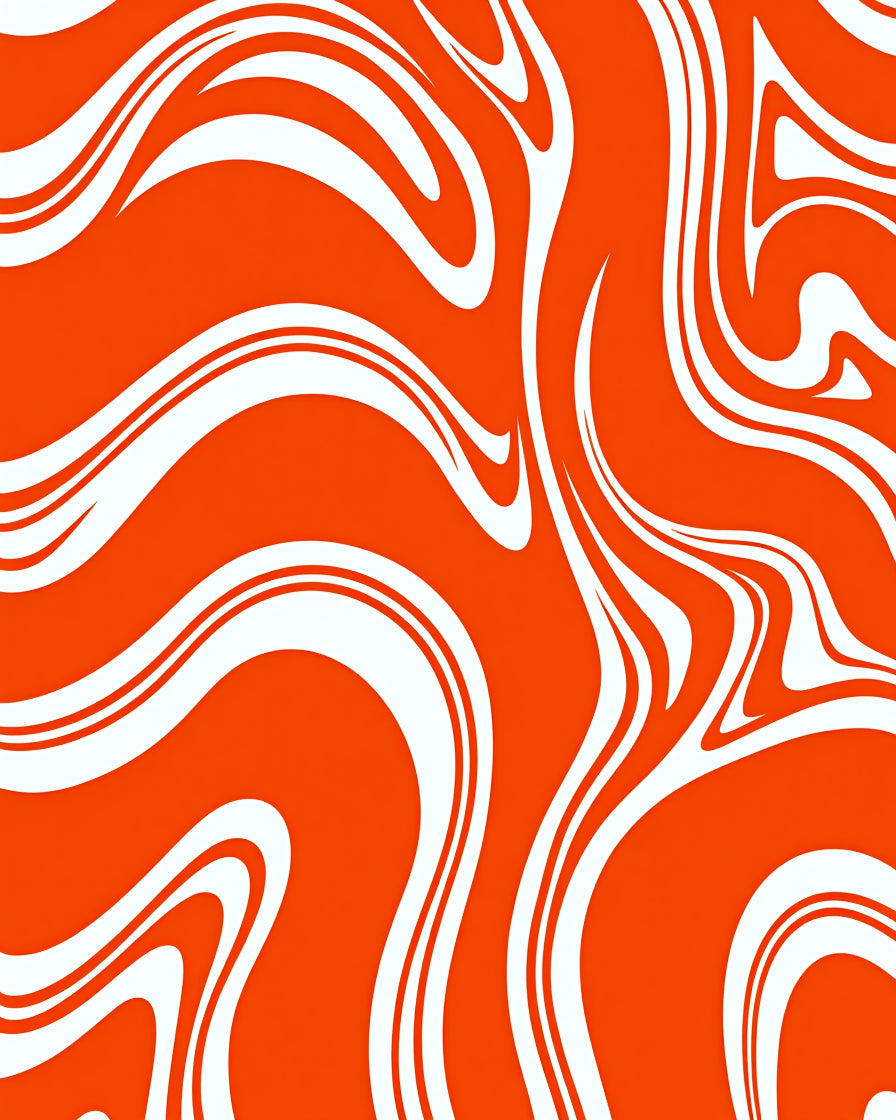 Vibrant Orange White Swirl Pattern Rug