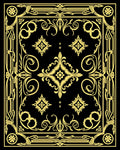 Golden Art Deco Floral Frame Rug