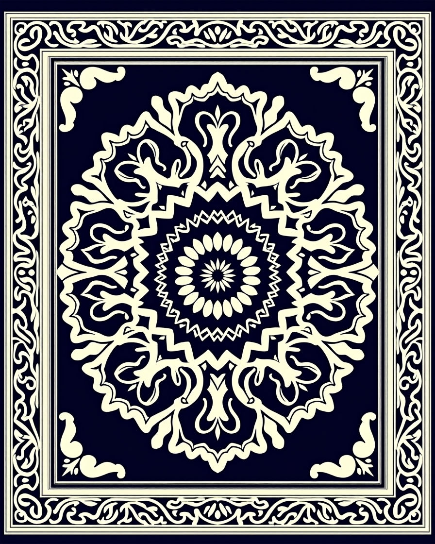 Classic Mandala Floral Ivory Design Rug