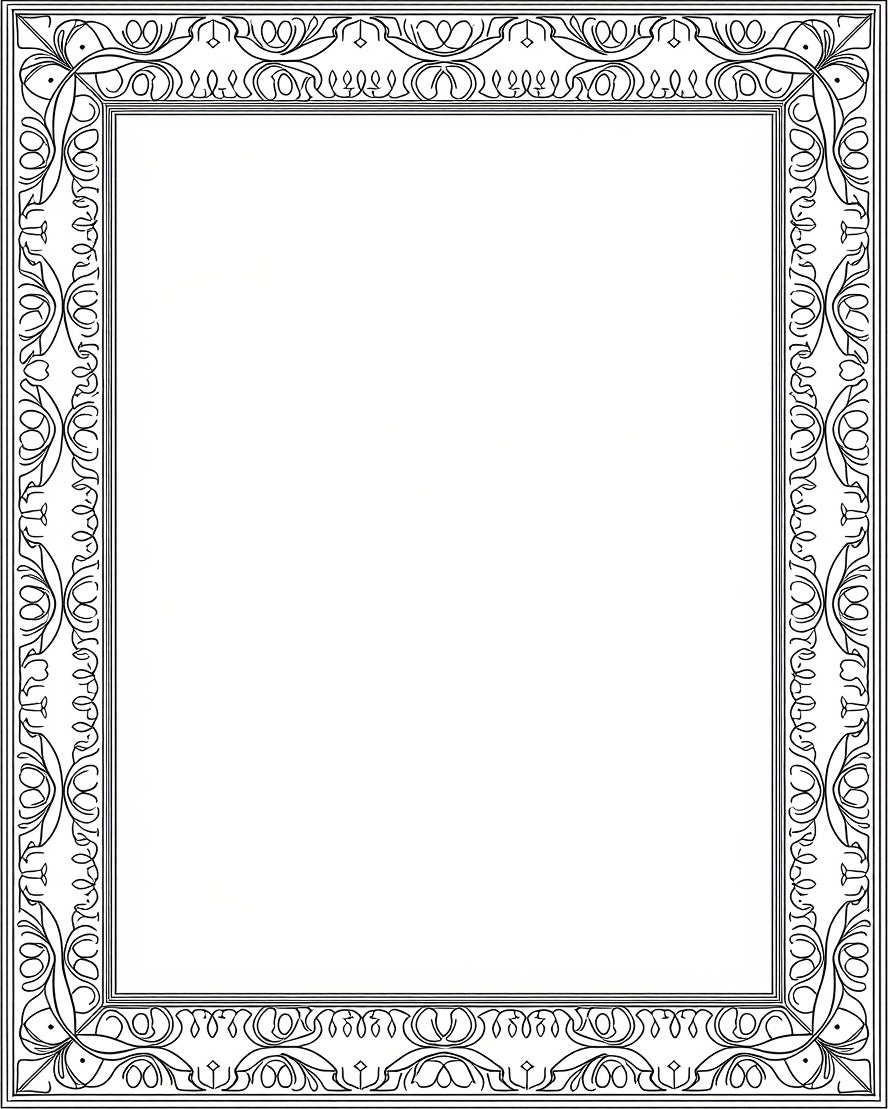 Classic Black Scrollwork Decorative Frame Rug