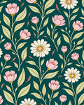 Dark Green Floral Botanical Vintage Design Rug