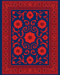 Red Floral Vintage Border Design Rug