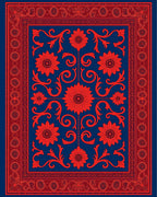 Red Floral Vintage Border Design Rug