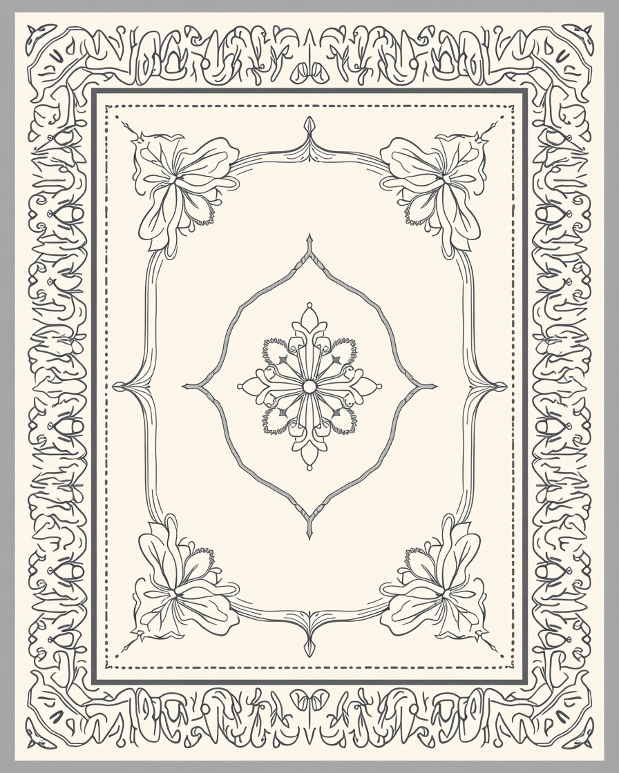 Ornate Floral Scrollwork Pattern Rug