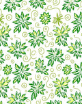 Leafy Swirls Green Floral Design Rug