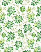 Leafy Swirls Green Floral Design Rug