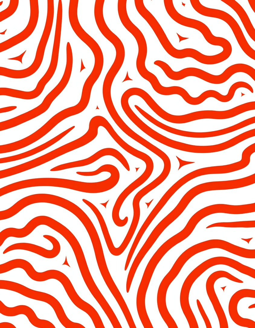 Bold Red Wavy Stripe Pattern Rug