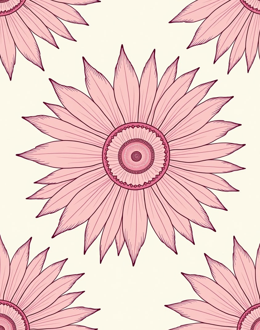 Pink Daisy Pattern Design Rug