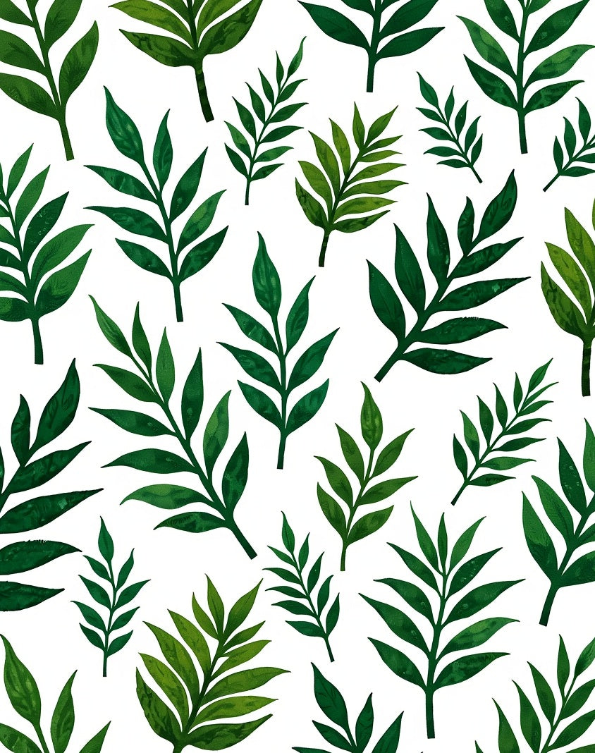 Green Leafy Botanical Pattern Rug