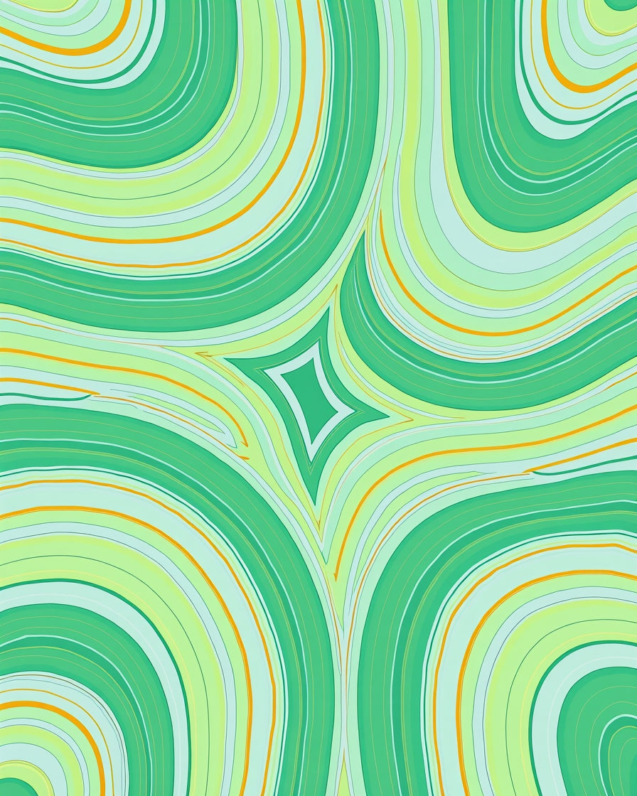 Green Swirls Abstract Pattern Rug
