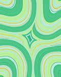 Green Swirls Abstract Pattern Rug