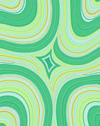 Green Swirls Abstract Pattern Rug