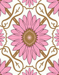 Ornate Floral Pattern Pink Golden Rug