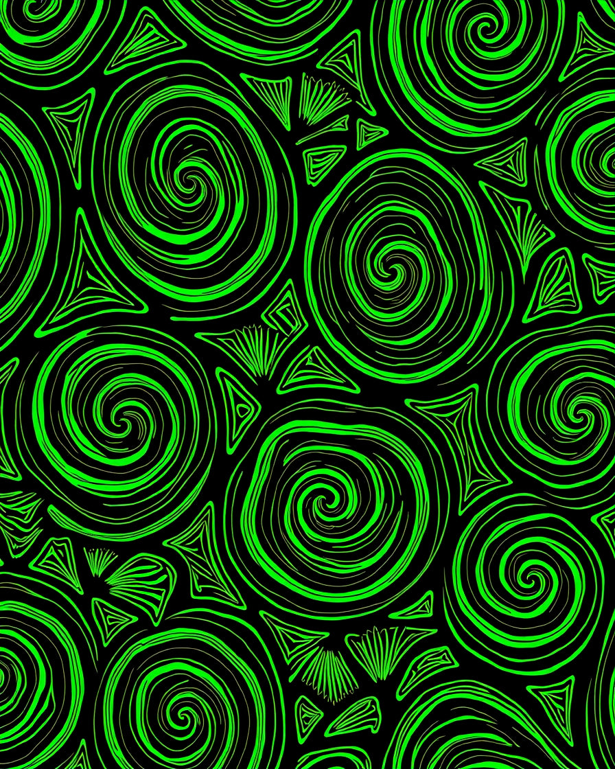 Green Swirl Triangles Abstract Throw Rug
