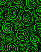 Green Swirl Triangles Abstract Throw Rug