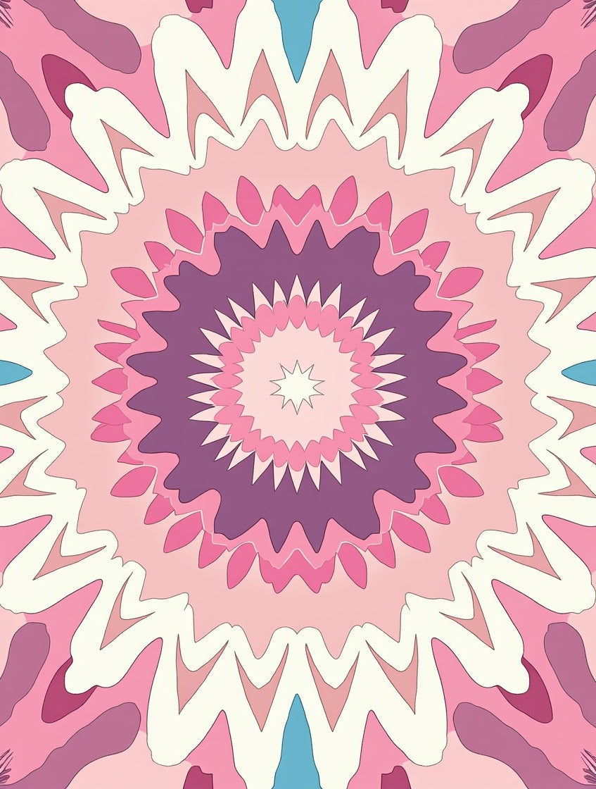 Pink Purple Floral Sunburst Pattern Rug