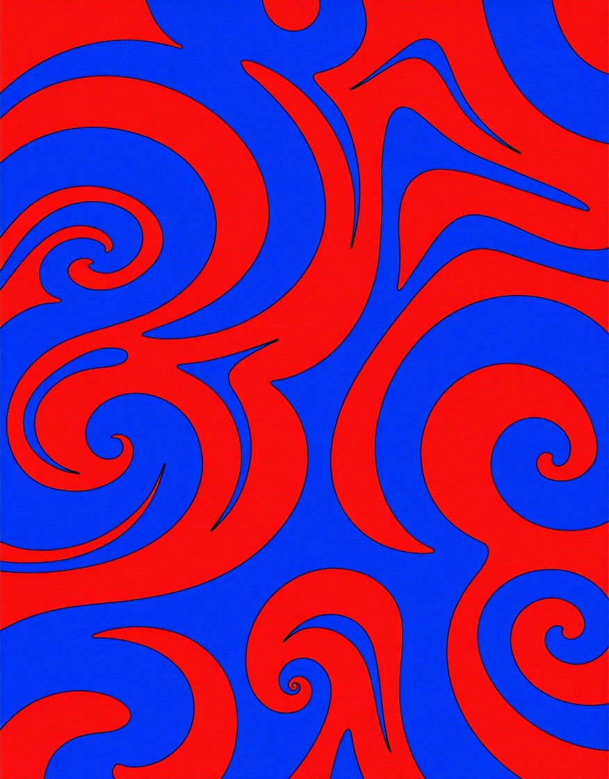 Bold Red Blue Swirl Pattern Rug