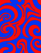 Bold Red Blue Swirl Pattern Rug