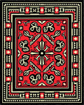 Bold Red Black Floral Motif Rug