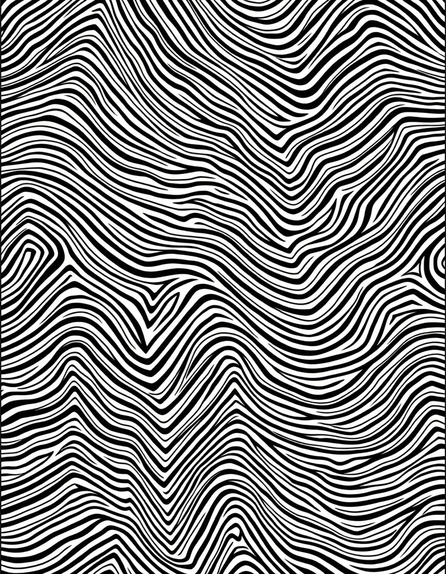 Abstract Black White Wavy Strokes Rug