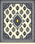 Elegant Yellow Teal Black Floral Design Rug