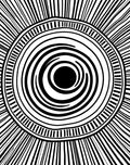 Radiating Circles Bold Black White Pattern Rug