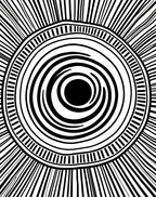 Radiating Circles Bold Black White Pattern Rug