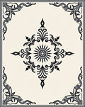 Ornate Sunburst Scrollwork Design Rug