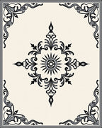 Ornate Sunburst Scrollwork Design Rug