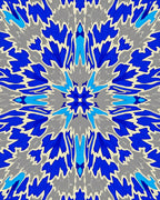 Abstract Blue Gray Floral Pattern Rug