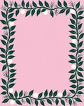 Dark Green Leafy Vine Pearl Border Rug
