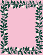 Dark Green Leafy Vine Pearl Border Rug