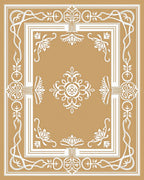 Tan White Grand Frame Floral Rug