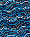 Abstract Blue Gold Wave Pattern Rug