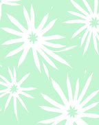 Abstract White Starburst Mint Rug