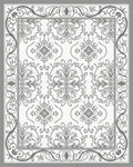 Ornate Floral Gray Border Design Rug