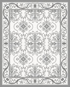 Ornate Floral Gray Border Design Rug