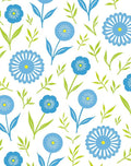 Mid-Century Blue Floral Vine Rug