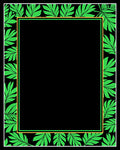 Green Leaf Bordered Black Pattern Rug