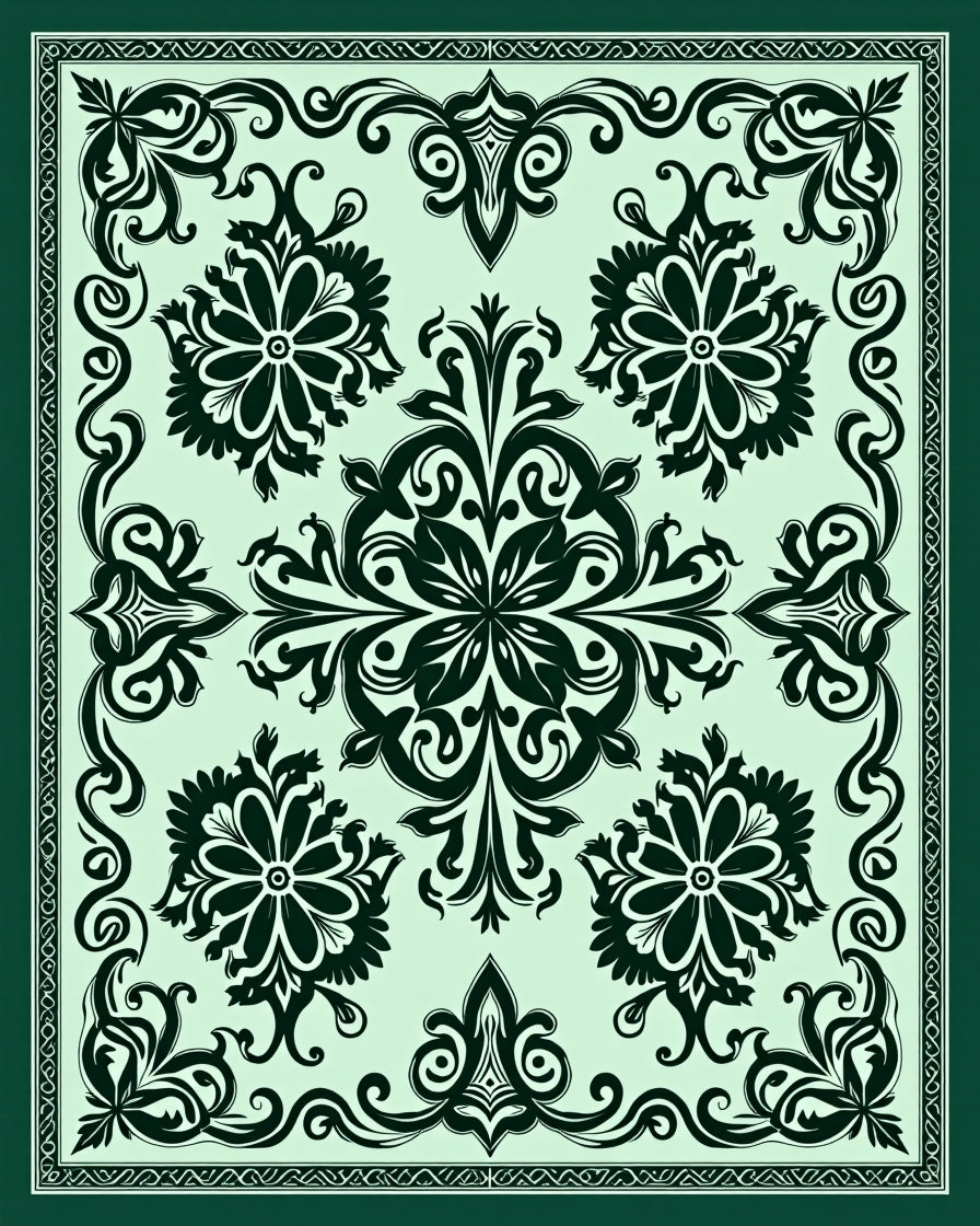 Traditional Floral Damask Pattern Rug